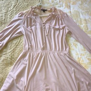 Light pink,long sleeve, knee-length dress